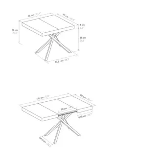 Tavolo Allungabile con Piano in Nobilitato e Base in Metallo – Stile Contemporaneo – Made in Italy