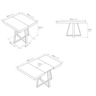 Tavolo Allungabile con Piano nobilitato e Base in Metallo Nera – Stile Moderno – Made in Italy
