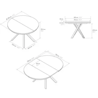 Tavolo Rotondo Allungabile in Nobilitato con Gambe incrociate in Metallo Bianche o Nere – Stile Moderno - Made in Italy