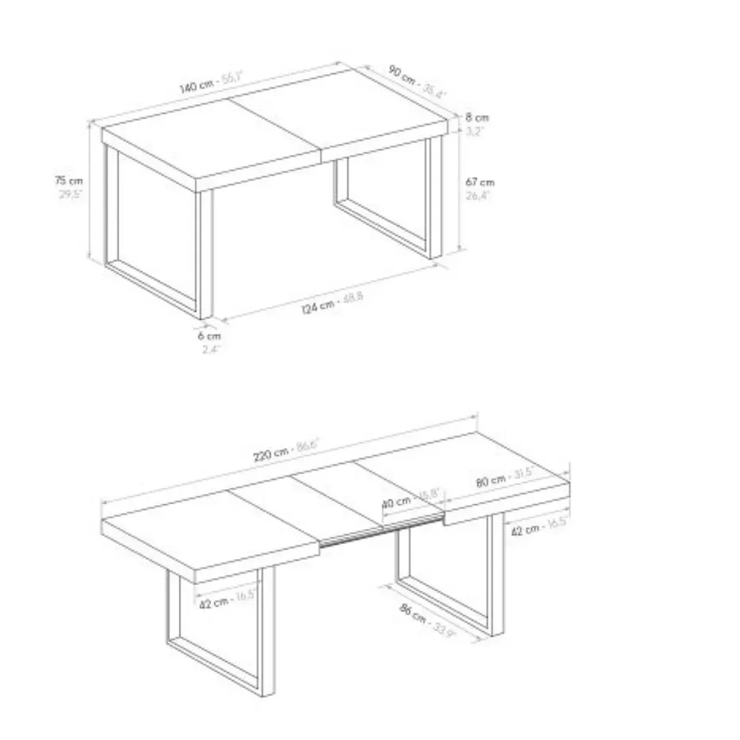 marca-design-shop-stile-moderno-stile-contemporaneo-Tavolo Allungabile – Piano in Nobilitato Grigio Cemento