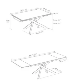 Tavolo da Pranzo Allungabile in Ceramica effetto marmo e metallo – Stile Moderno – Made in Italy – 160/240×90 – H 76 cm