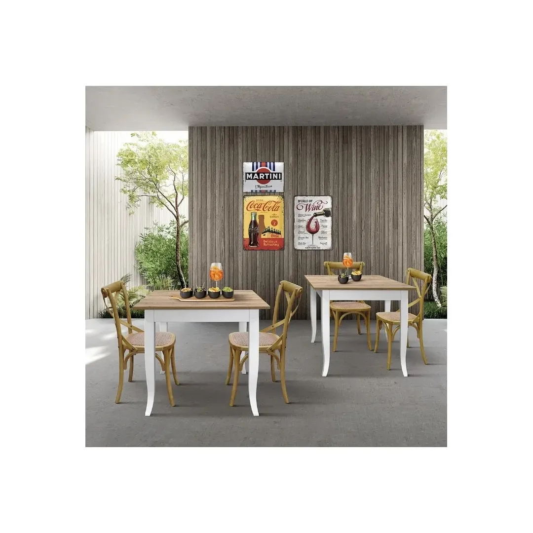 Tavolo Ristorante 80x80 in Faggio Massello e Rovere | Made in Italy