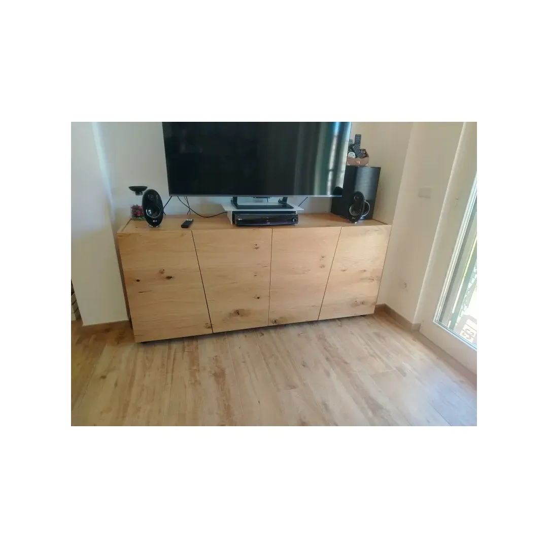 Credenza 4 Ante Rovere Nodato e Vetro Moderno - Marca Design Shop