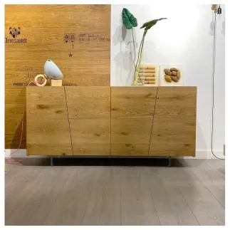 Credenza 4 Ante Rovere Nodato e Vetro Moderno - Marca Design Shop