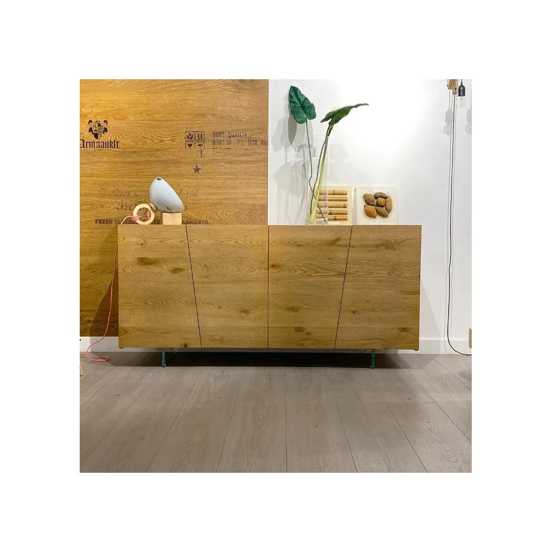 Credenza 4 Ante Rovere Nodato e Vetro Moderno - Marca Design Shop