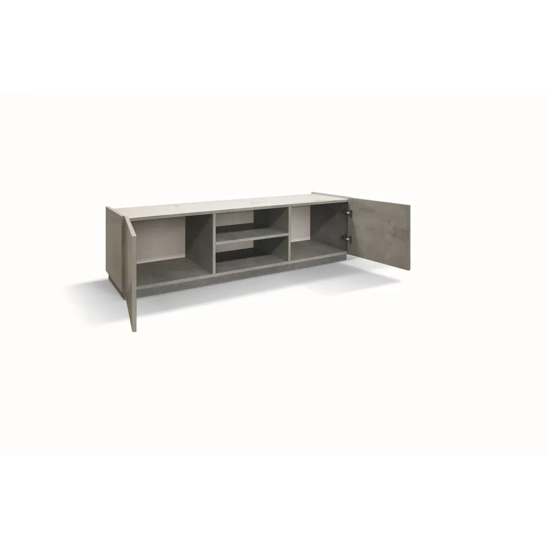Porta TV Moderno 160 cm Grigio Cemento Effetto Marmo | Made in Italy