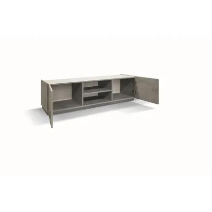 Porta TV Moderno 160 cm Grigio Cemento Effetto Marmo | Made in Italy