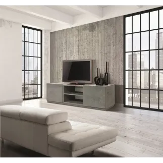 Porta TV Moderno 160 cm Grigio Cemento Effetto Marmo | Made in Italy