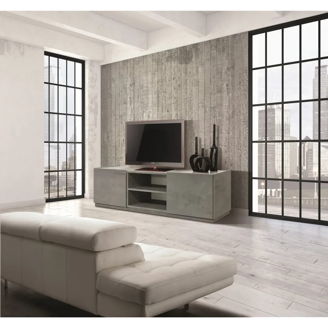 Porta TV Moderno 160 cm Grigio Cemento Effetto Marmo | Made in Italy