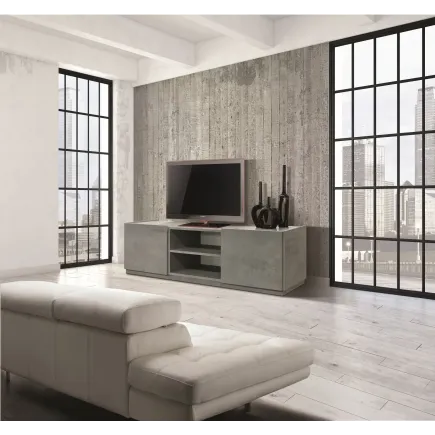 Porta TV Moderno 160 cm Grigio Cemento Effetto Marmo | Made in Italy