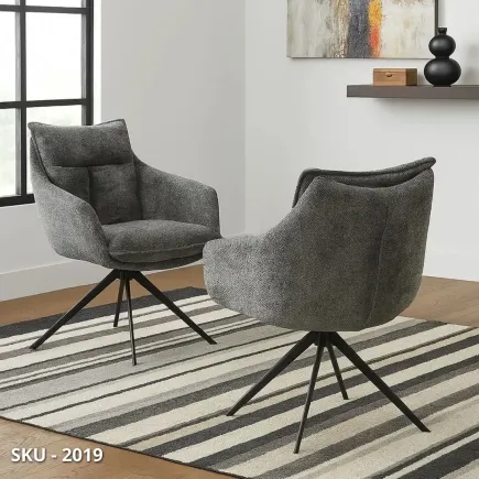 Set 2 Sedie Imbottite con Braccioli o senza e struttura in metallo – Grigio o Nero – Stile Moderno – Contemporaneo