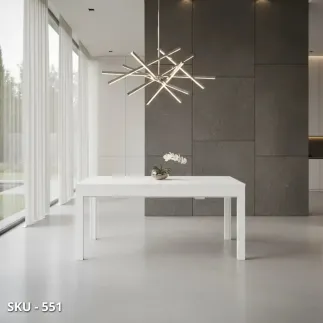 Tavolo allungabile, bianco frassinato, 4 allunghe da 43 cm – Stile Moderno – Made in Italy