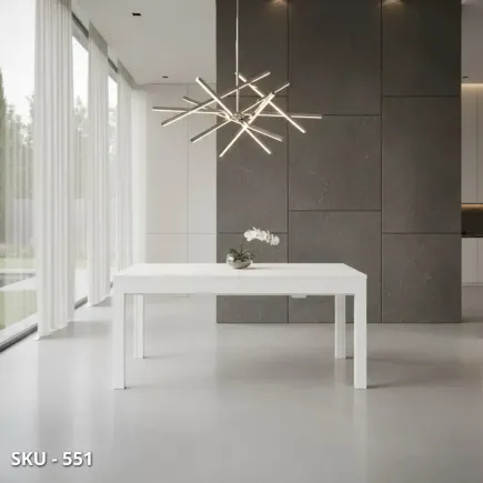 Tavolo allungabile, bianco frassinato, 4 allunghe da 43 cm – Stile Moderno – Made in Italy