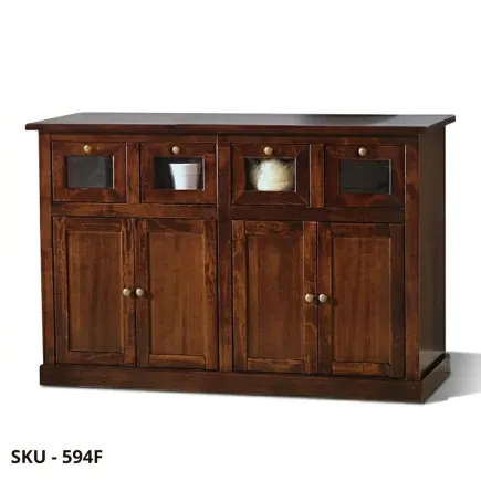 Credenza in Legno Noce – 4 Porte e 4 Cassetti – Arte Povera