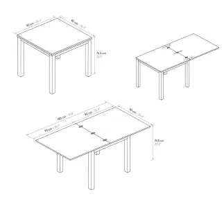 Tavolo Allungabile in Nobilitato Finitura Rovere Rustico e Gambe Bianche o Nere – Stile Moderno - Contemporaneo – Made in Italy