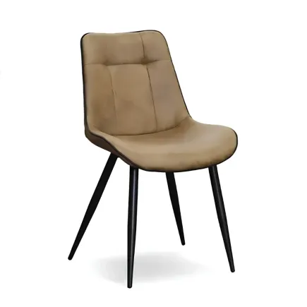 Set 4 sedie moderne in ecopelle cammello con Gambe in Metallo Nero