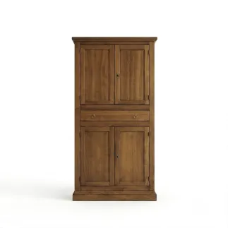 Armadietto arte povera in legno di pioppo noce 4 porte e 1 cassetto