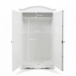 Armadio in Legno, noce scuro e bianco opaco, con 2 ante – Arte povera – Stile classico – Made in Italy – 107x55x197 cm