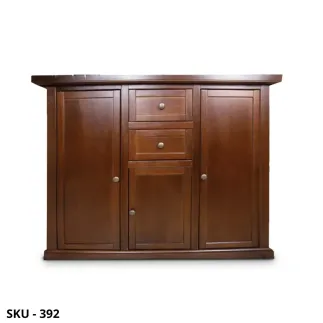 Credenza, Madia in Legno, Noce Scuro, 3 Ante e 2 Cassetti - Arte Povera - Stile Classico - Made in Italy - 100x40x85 cm