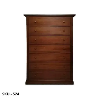 Cassettiera in Legno, Noce Scuro, 7 Cassetti Capienti - Arte Povera - Stile Classico - Made in Italy - 87x37x127 cm