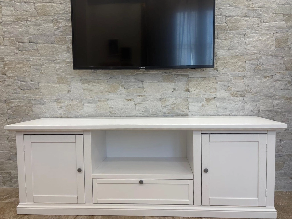 Porta TV in legno bianco in stile classico Arte Povera - Marca Design Shop