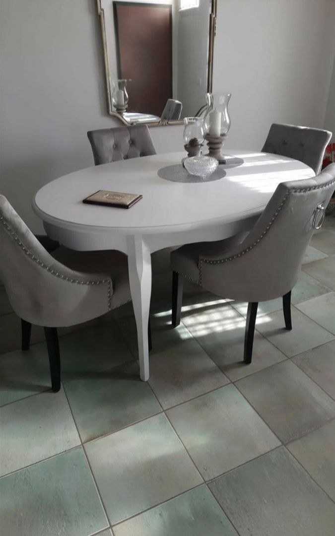 Tavolo ovale allungabile bianco opaco, design moderno e contemporaneo