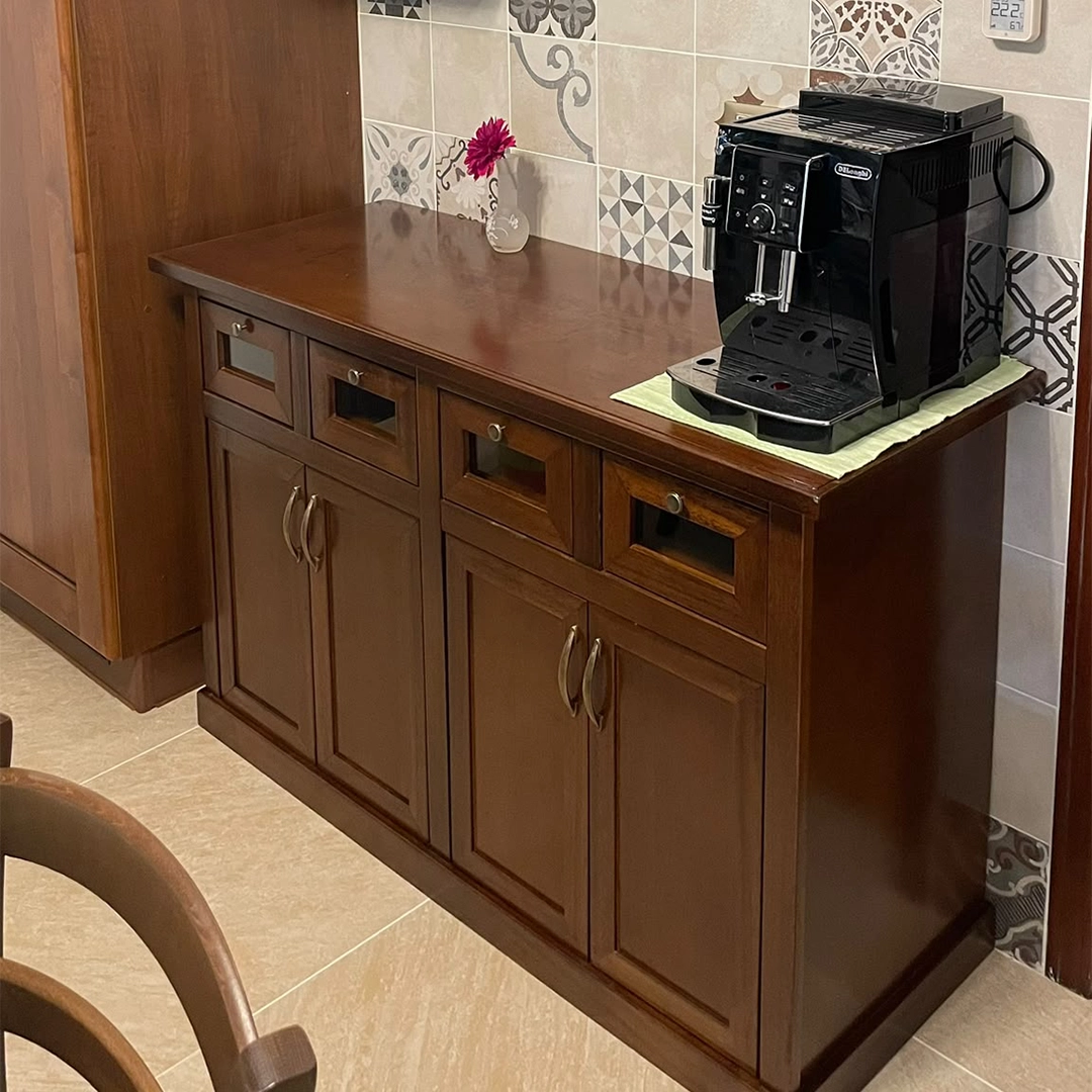 Credenza in legno noce arte povera 4 ante e 4 cassetti Marca Design