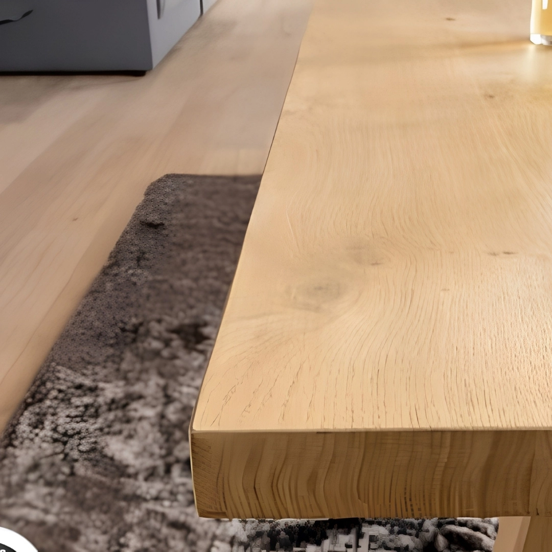 Tavolo Fisso Moderno in Rovere Impiallacciato con Gambe in Vetro - Marca Design Shop
