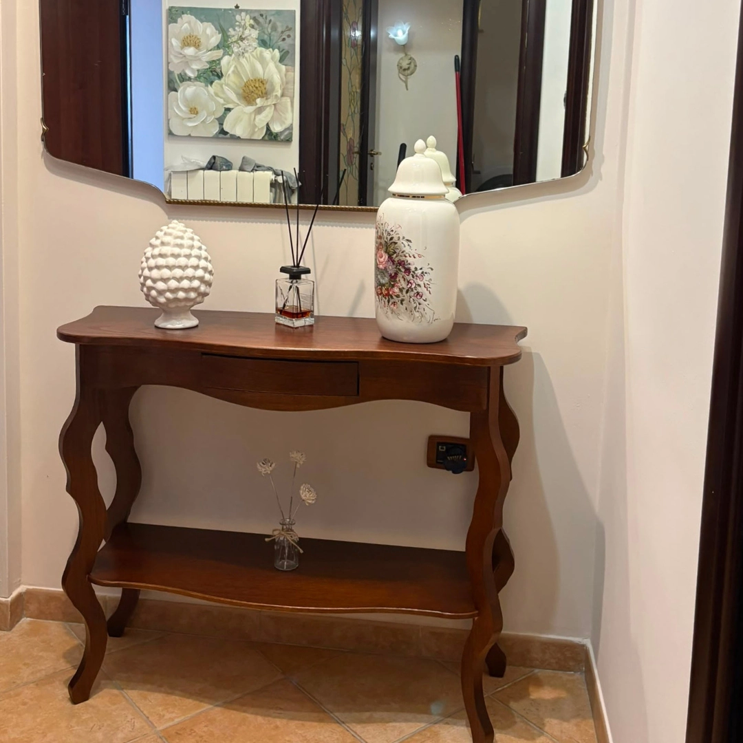 Consolle in legno massello stile Arte Povera con cassetto - Marca Design Shop