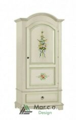 Armadio in Stile Shabby Chic con 1 Porta Decorato con Motivi Floreali