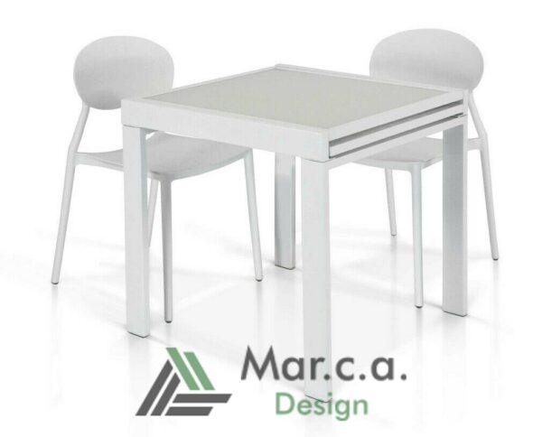 Tavolo allungabile moderno piano vetro bianco - Mar.c.a Design