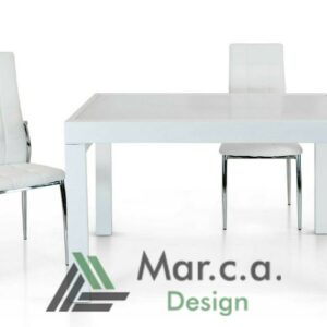 Tavolo allungabile con pianoin vetro bianco - Mar.c.a Design