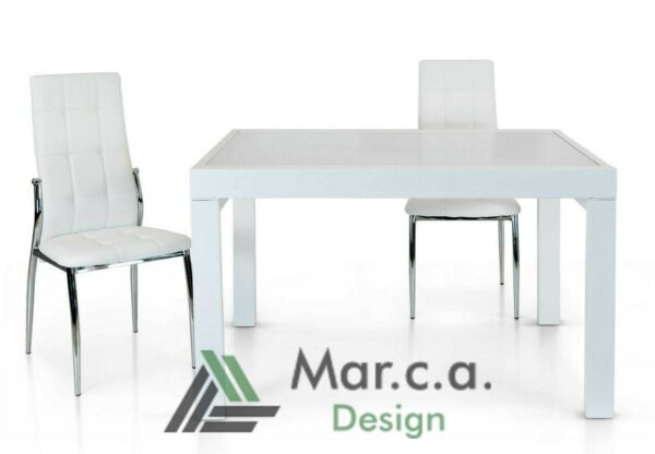 Tavolo allungabile con pianoin vetro bianco - Mar.c.a Design