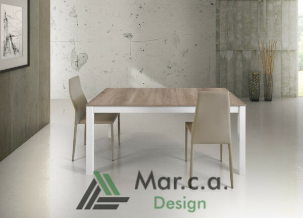 Tavolo con piano in rovere nodato e struttura bianca - MarcaDesign