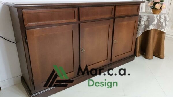 Credenza 3 porte in legno di pioppo noce scuro - Mar.c.a Design