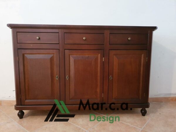 Credenza in legno color noce scuro, 3 porte - Mar.c.a. Design