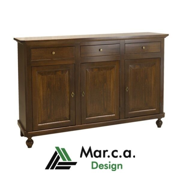 Credenza in legno color noce scuro, 3 porte - Mar.c.a. Design