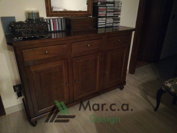 Credenza in legno color noce scuro, 3 porte - Mar.c.a. Design