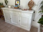 Credenza 3 porte Bianco Opaco Legno di Pioppo Arte Povera