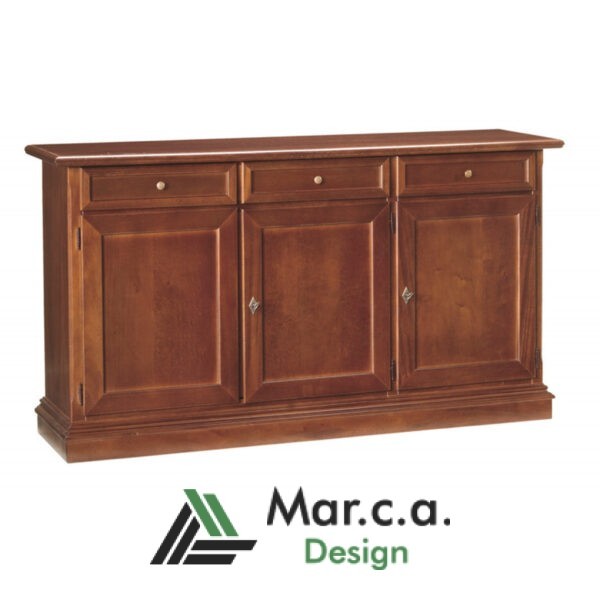 Credenza 3 porte in legno di pioppo noce scuro - Mar.c.a Design