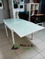 Tavolo allungabile con pianoin vetro bianco - Mar.c.a Design