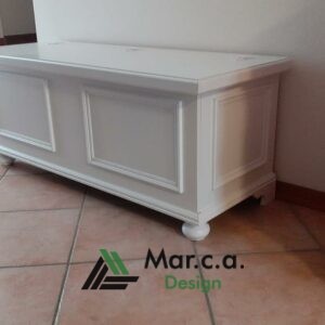 Cassapanca contenitore legno bianco arte povera - Marca. Design