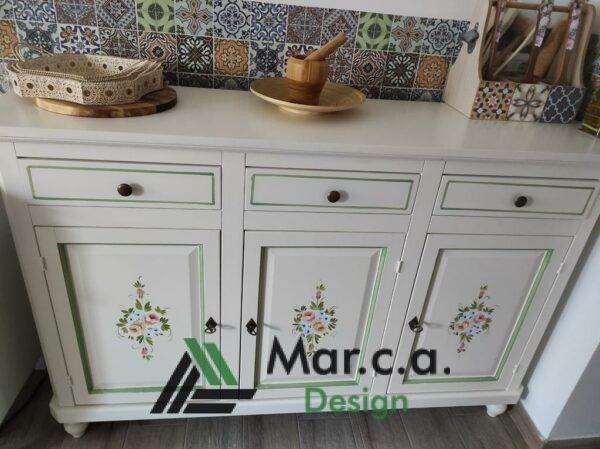 Credenza Madia a 3 porte in stile Shabby Chic