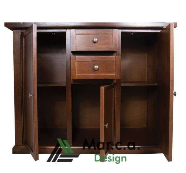 Credenza Stile Arte Povera in Noce Con 3 Porte e 2 Cassetti