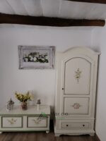 Armadio in Stile Shabby Chic con 1 Porta Decorato con Motivi Floreali