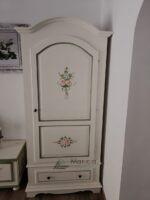 Armadio in Stile Shabby Chic con 1 Porta Decorato con Motivi Floreali