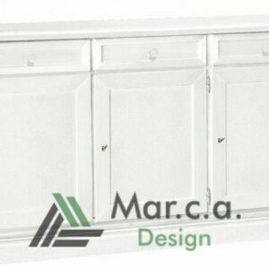 Credenza 3 porte Bianco Opaco Legno di Pioppo Arte Povera