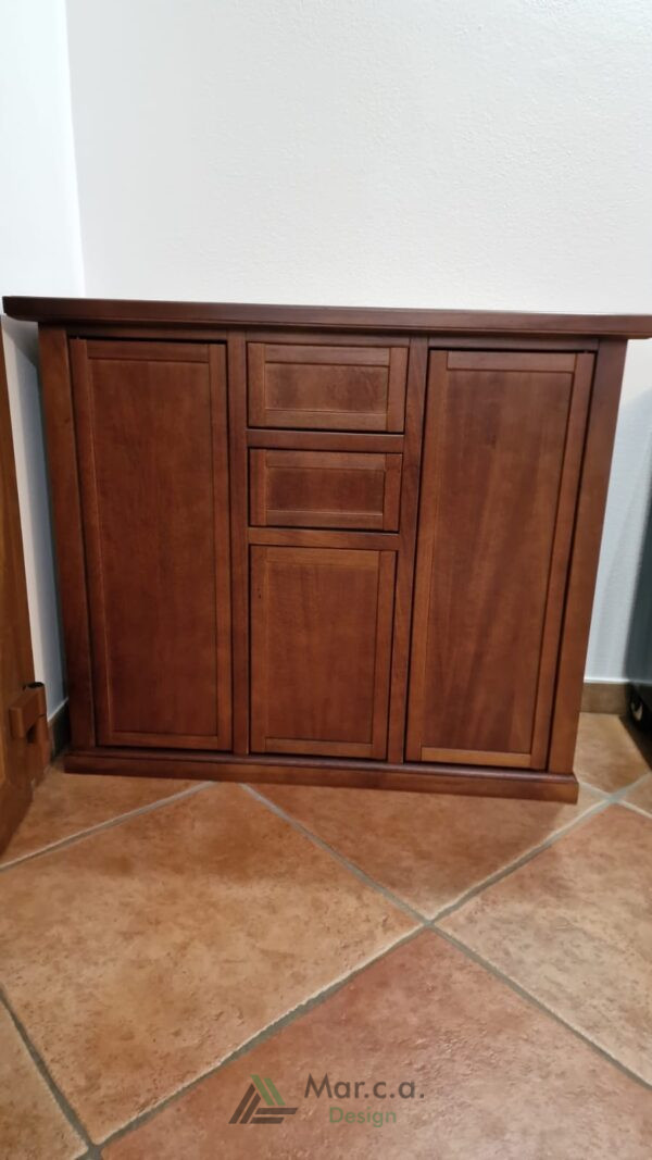 Credenza Stile Arte Povera in Noce Con 3 Porte e 2 Cassetti