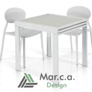 Tavolo allungabile moderno piano vetro bianco - Mar.c.a Design