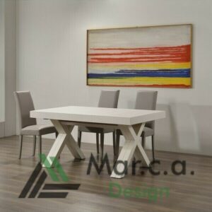 Tavolo moderno allungabile in legno nobilitato bianco - MarcaDesign